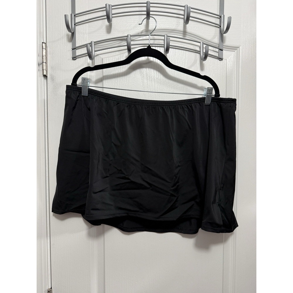 Cacique Swim Skirt Womens 20 Black Built In Brief Bathing Suit Bottom Skort NWT
